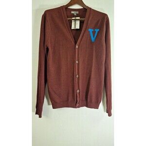 ASOS Embroidered 100% Merino Wool‎ Cardigan Sweater Men Med. Preppy Nerdy Office